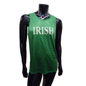 Mens Irish 36 L Cobblestones 90s Tank Top Mesh Green Jersey Chest 40